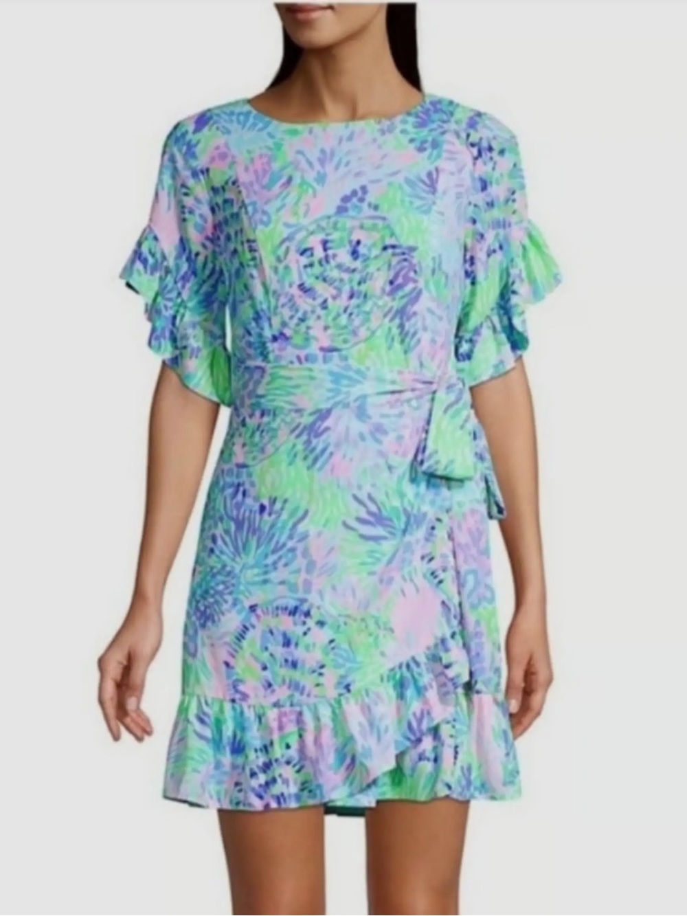 Lilly Pulitzer Darlah Ruffle Wrap Dress In Multi Shell Of A Party